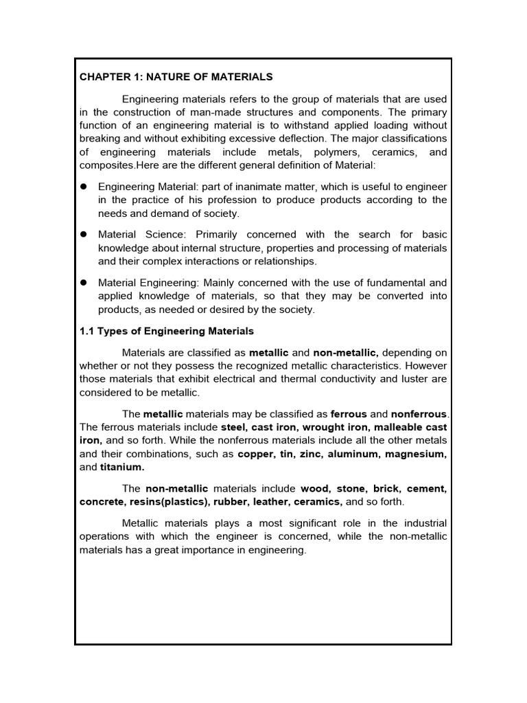 Overview of Engineering Materials | PDF | Fracture | Chemical Bond
