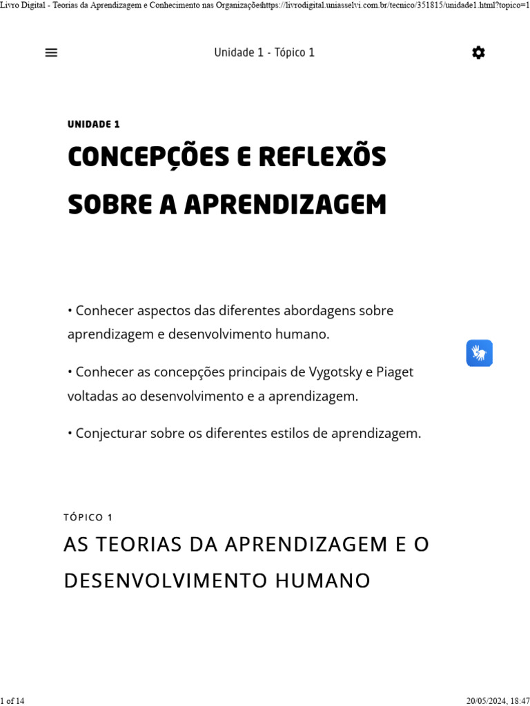 Teorias da Aprendizagem e Desenvolvimento | PDF | Aprendizado | Teoria ...