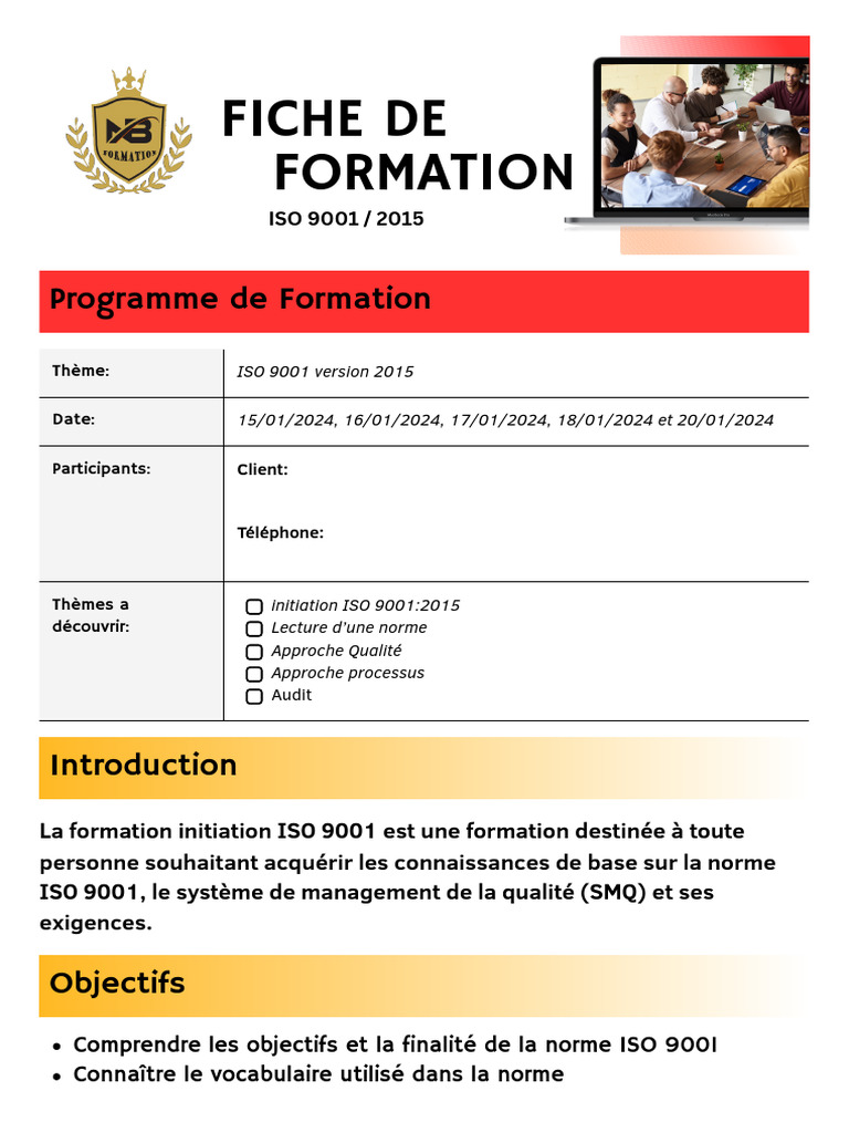 Formation Initiation ISO 9001:2015 | PDF