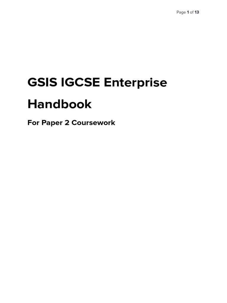 GSIS Enterprise Coursework Handbook | PDF | Evaluation | Negotiation