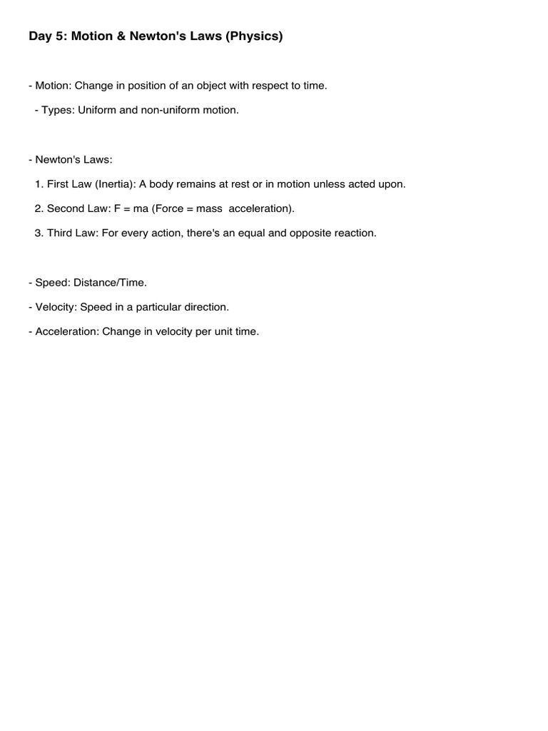 Physics Concepts: Motion, Energy, Light, Electricity | PDF