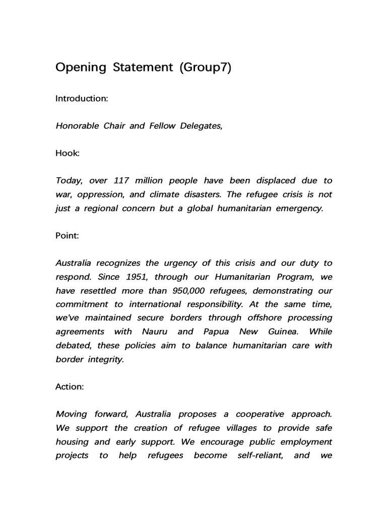Opening Statement (Group7) | PDF