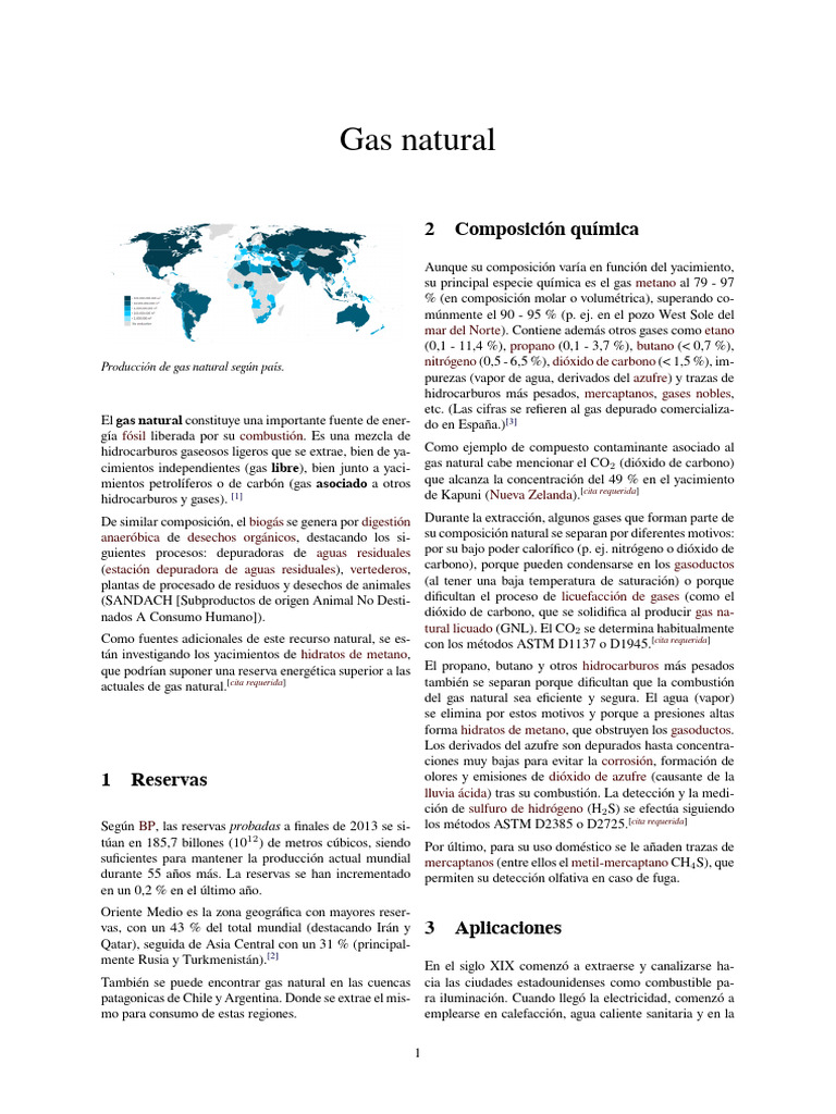 Producción y Composición del Gas Natural | PDF | Gas natural ...