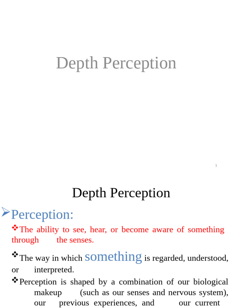 Depth Perception3 - For Quiz-2 | PDF | Perception | Neuropsychology
