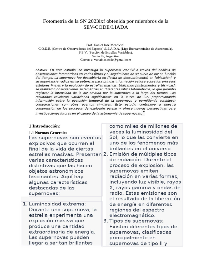 Fotometría de la Supernova 2023ixf | PDF | Supernova | Estrellas