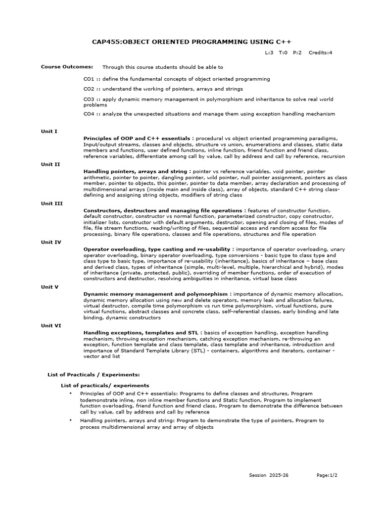 Object-Oriented Programming in C++ | PDF | Pointer (Computer ...