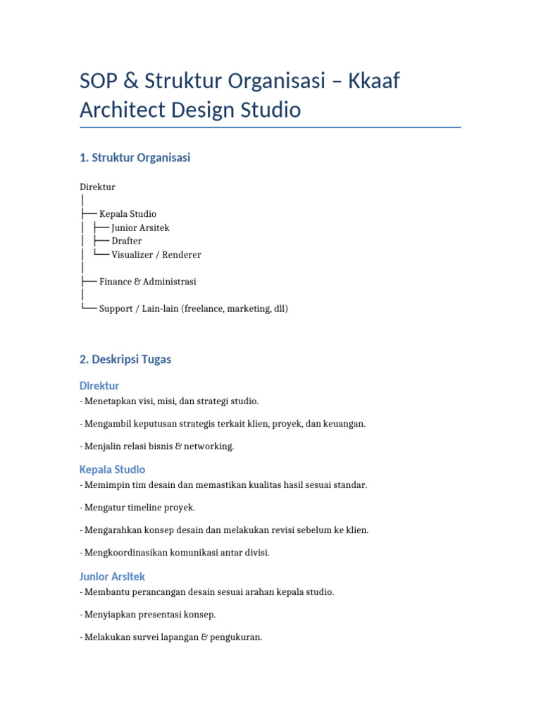 SOP Struktur Organisasi Kkaaf Studio | PDF