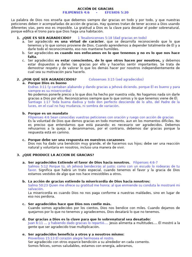 La Importancia de la Gratitud en Dios | PDF | Epístola a los filipenses ...