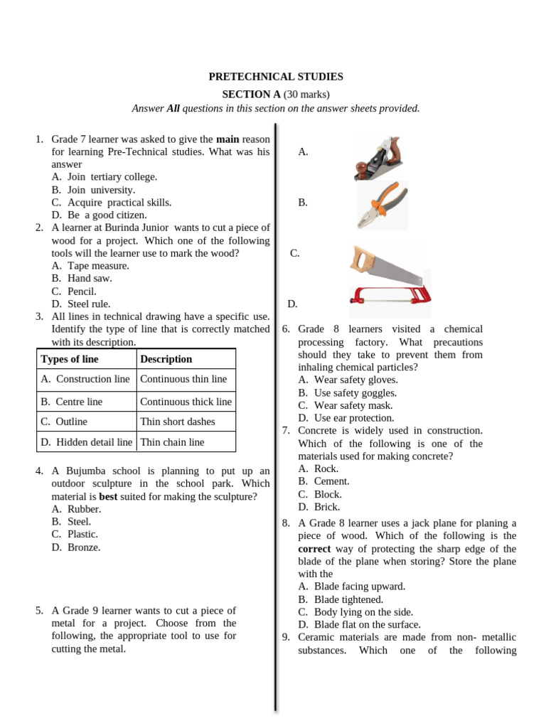 Pre-Technical Studies Tools and Techniques | PDF | Fires | Drawing
