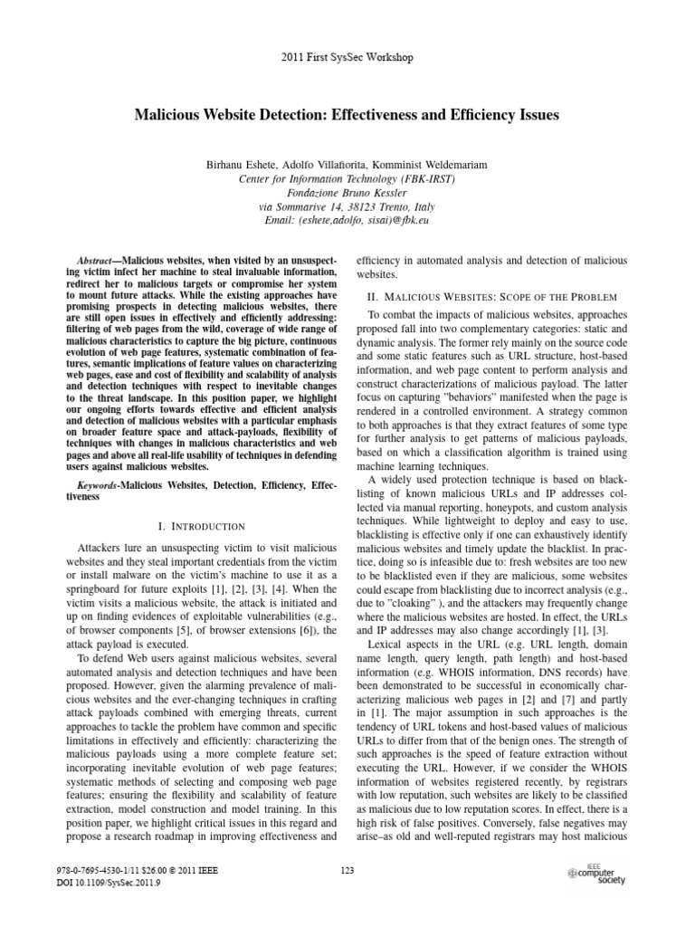 Malicious Website Detection Challenges | PDF | Malware | World Wide Web