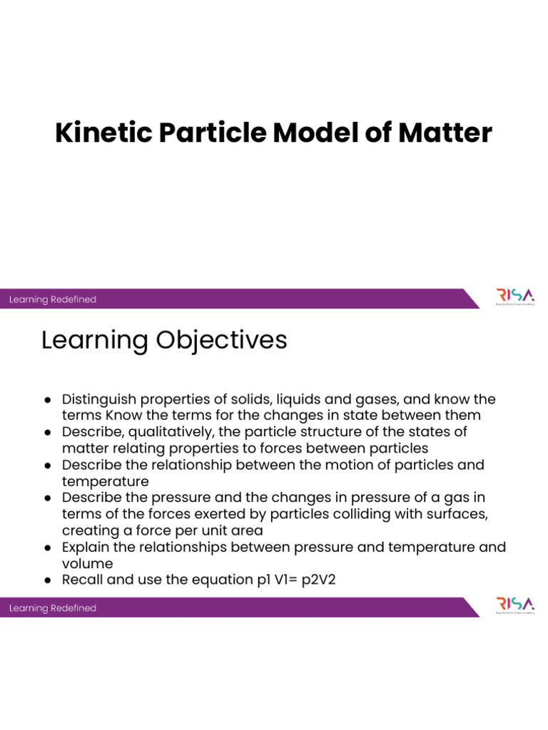Kinetic Particle Model of Matter Explained | PDF | Gases | Temperature