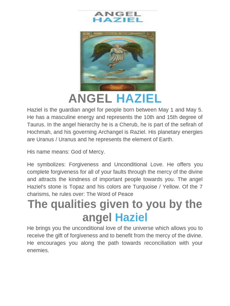 Haziel: Guardian Angel of May 5th | PDF | Astrological Sign | Forgiveness