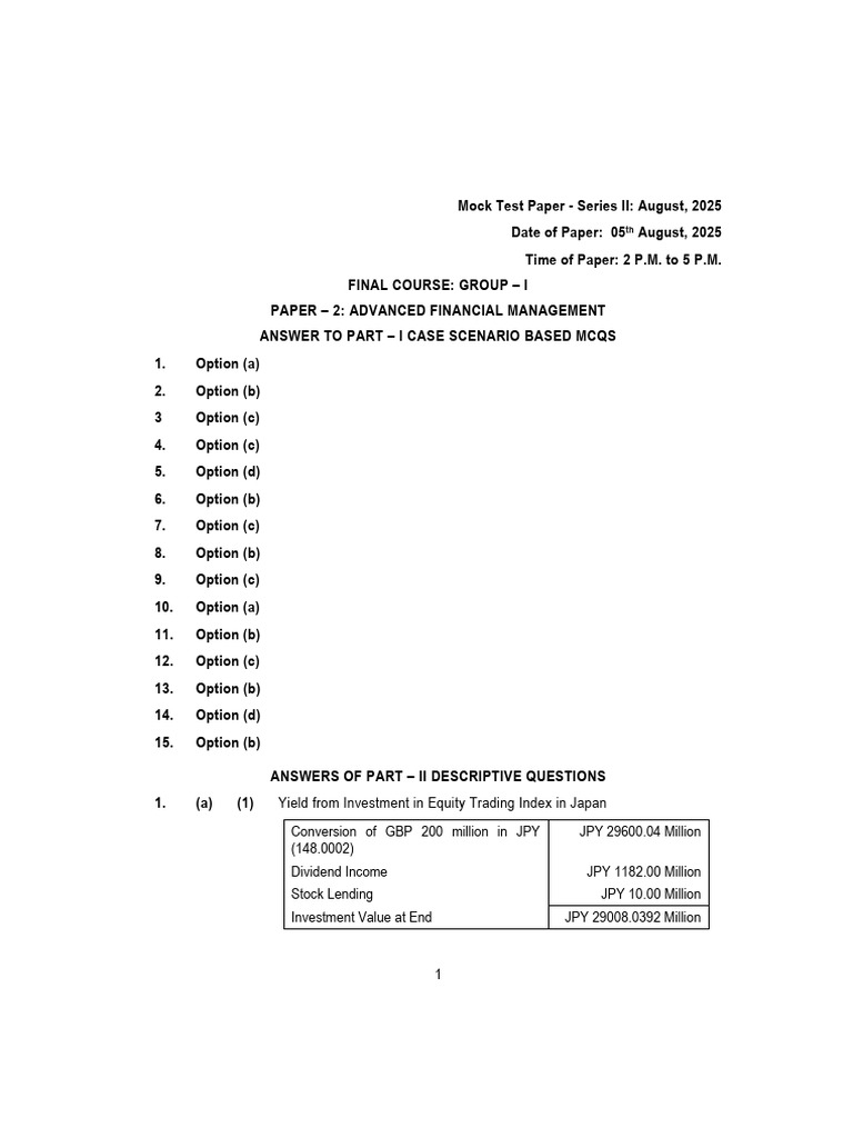 Advanced Financial Management Mock Test | PDF | Net Present Value ...