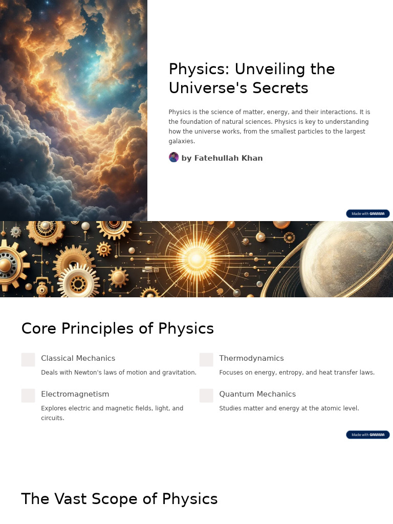 Physics Unveiling The Universes Secrets | PDF