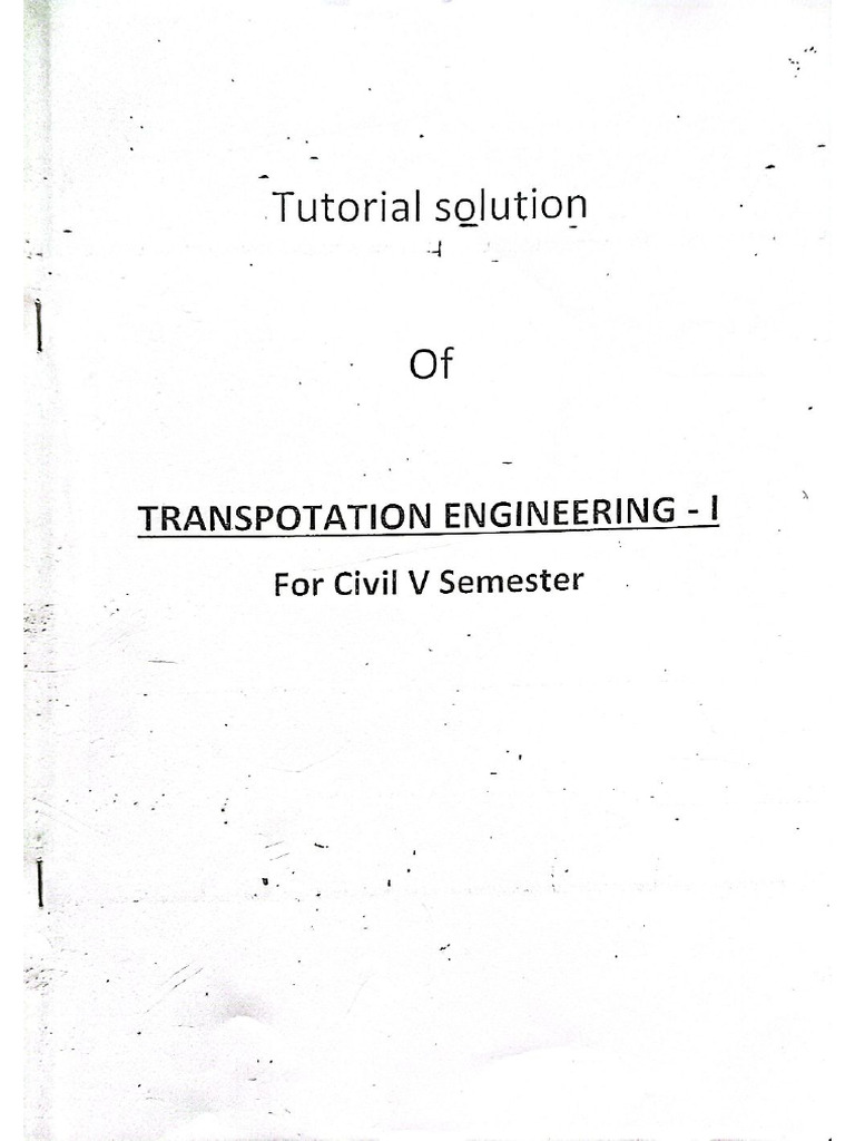 Transportation-I Tutorial | PDF