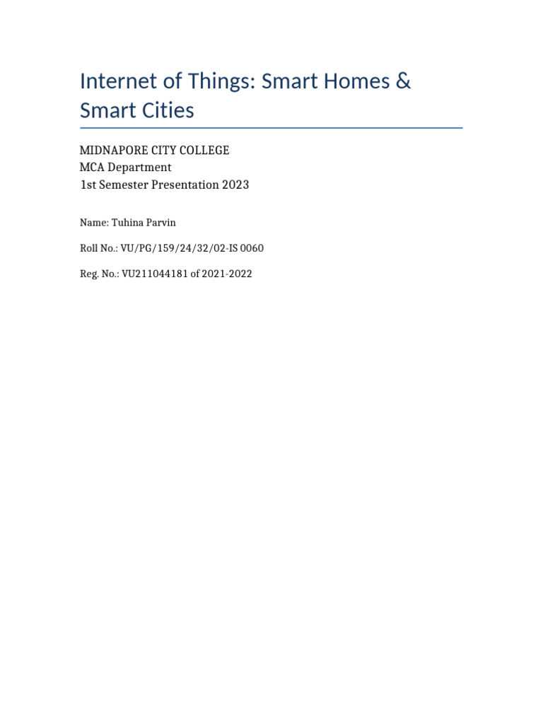 IoT in Smart Homes and Cities Overview | PDF | Internet Of Things ...