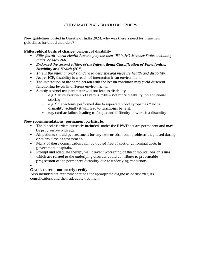Blood Disorders Guidelines 2024 | PDF | Haemophilia | Bleeding