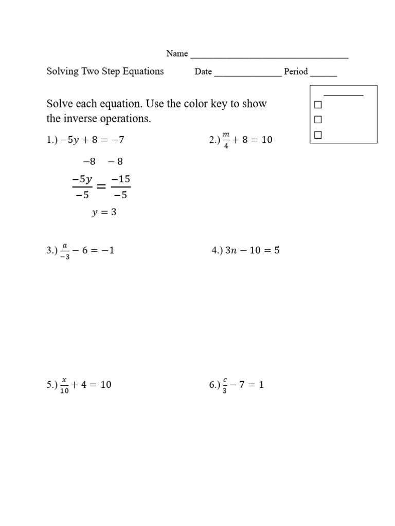 Kami Export - Solving Two Step Equations | PDF