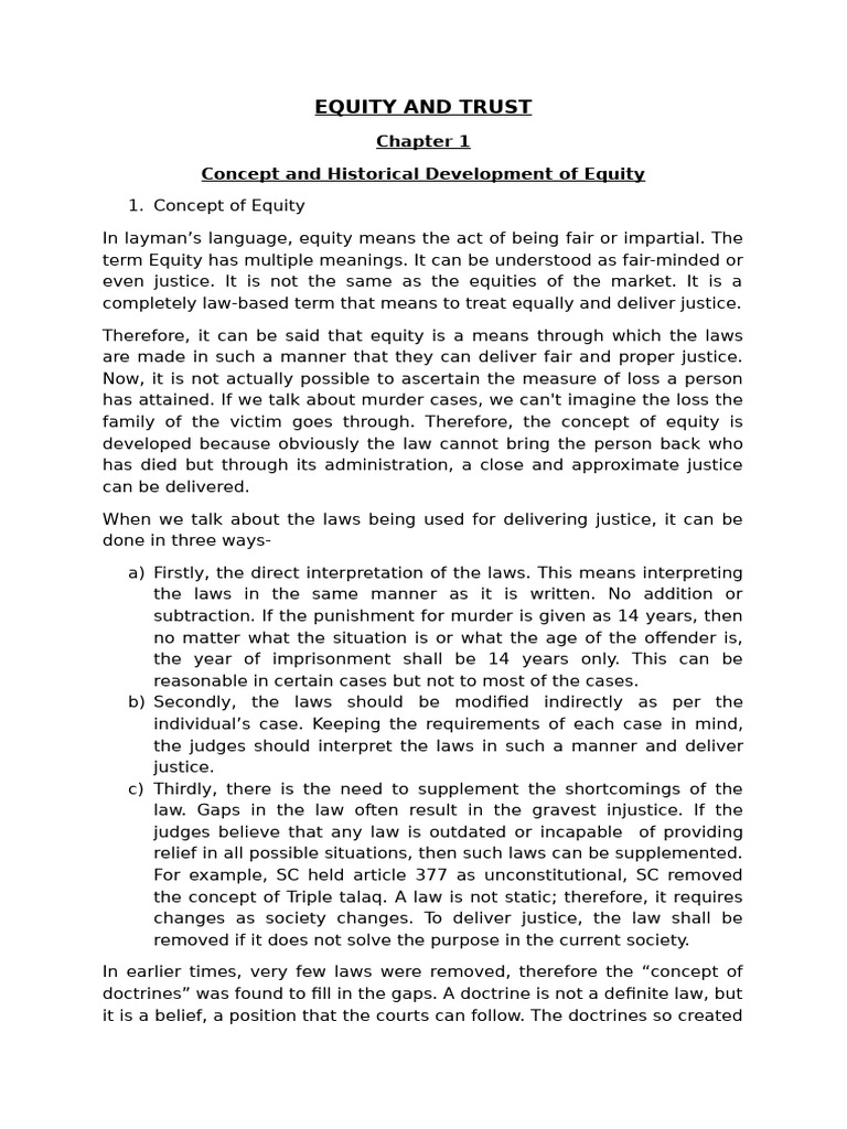 Equity Principles and Legal Gaps | PDF | Equity (Law) | Legal Remedy