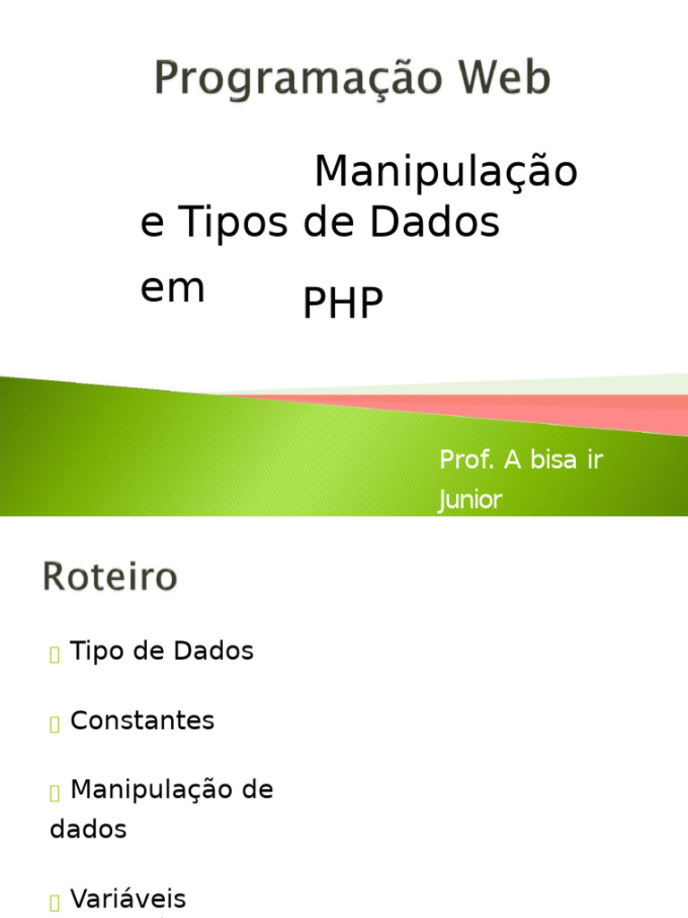 Tipos e Manipulação de Dados em PHP | PDF | Aspas | Tipo de dados