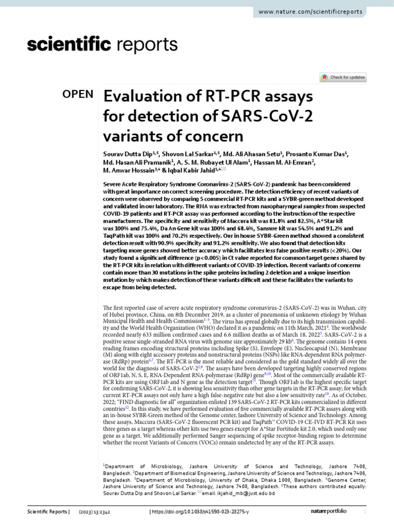 s41598-023-28275-y | PDF | Reverse Transcription Polymerase Chain ...
