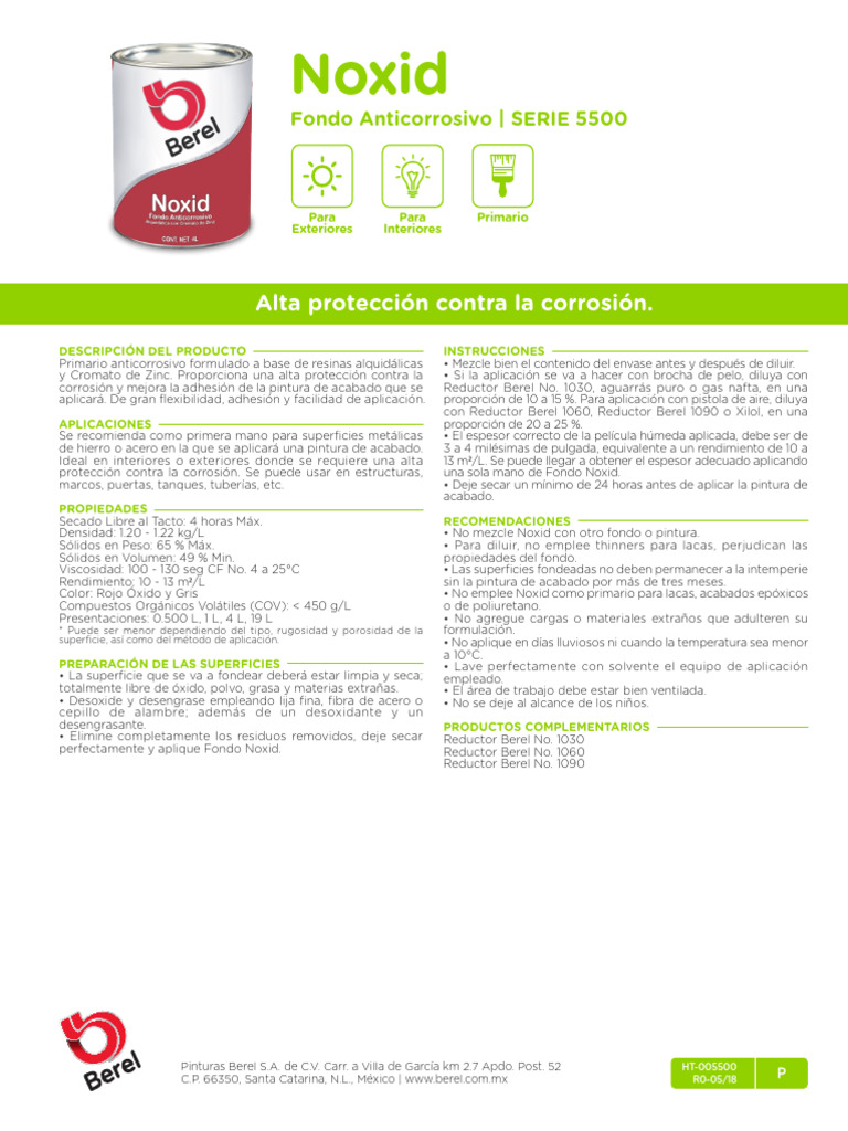 Fondo Anticorrosivo Noxid: Alta Protección | PDF | Pintar | Corrosión