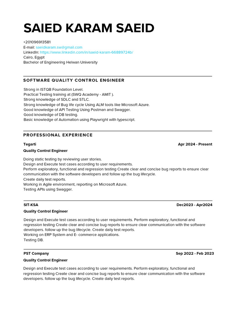 Quality Control Engineer Skills Overview | PDF | Software Bug | Computing
