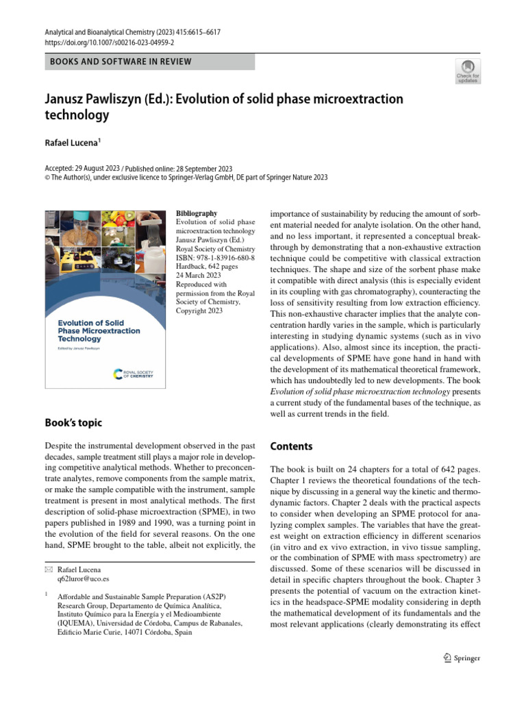 Handbook of Solid Phase Microextraction | PDF | Chemistry | Physical ...