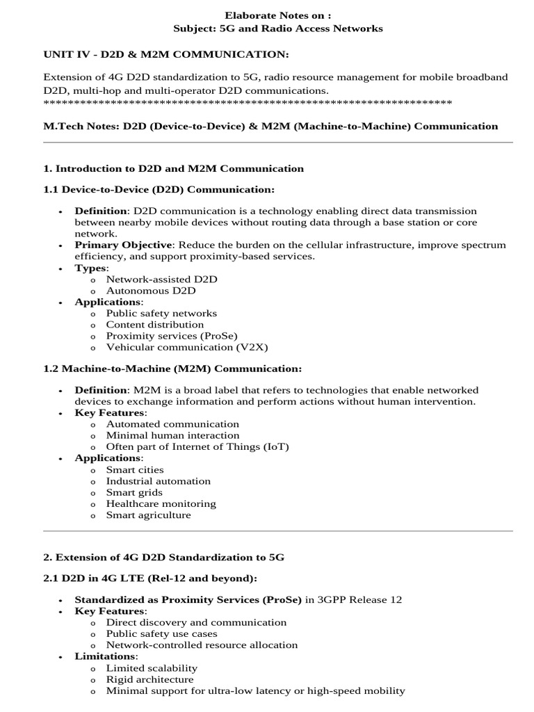 5G D2D & M2M Communication Overview | PDF | 4 G | Radio Resource Management