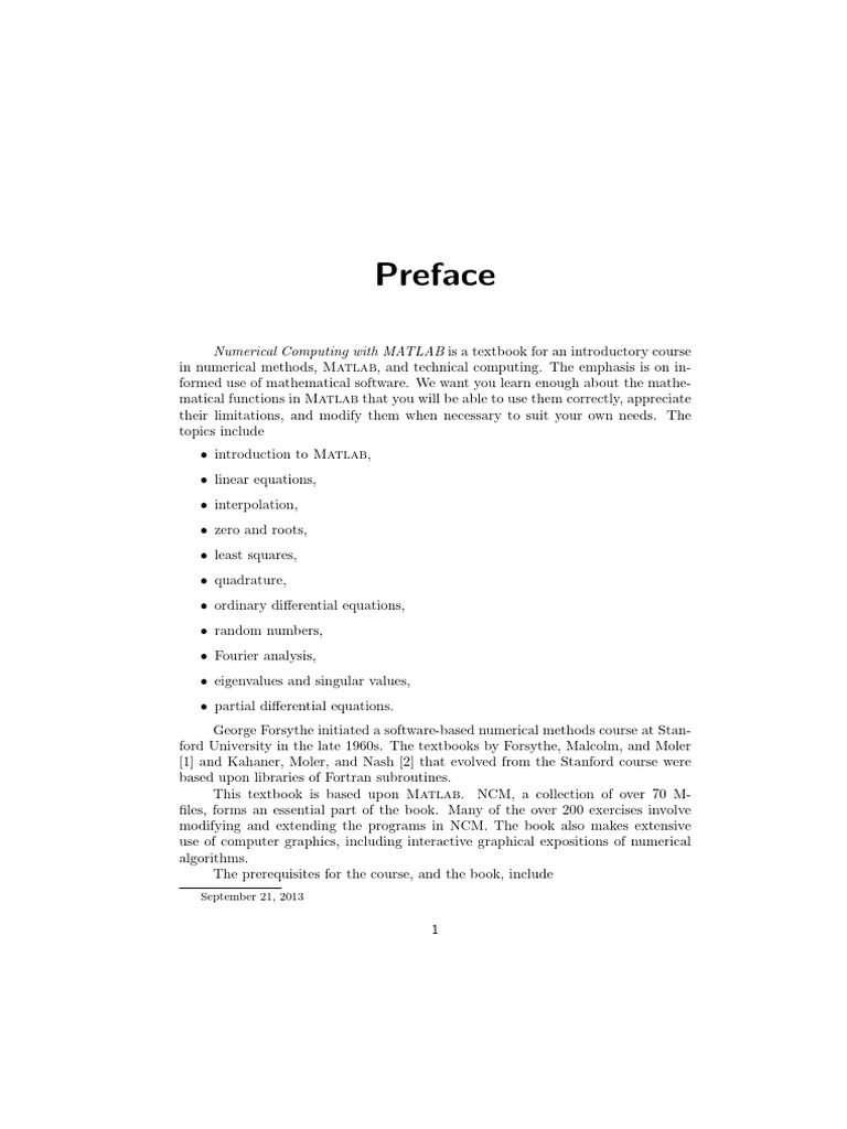 Introduction to Numerical Computing with MATLAB | PDF | Matlab ...