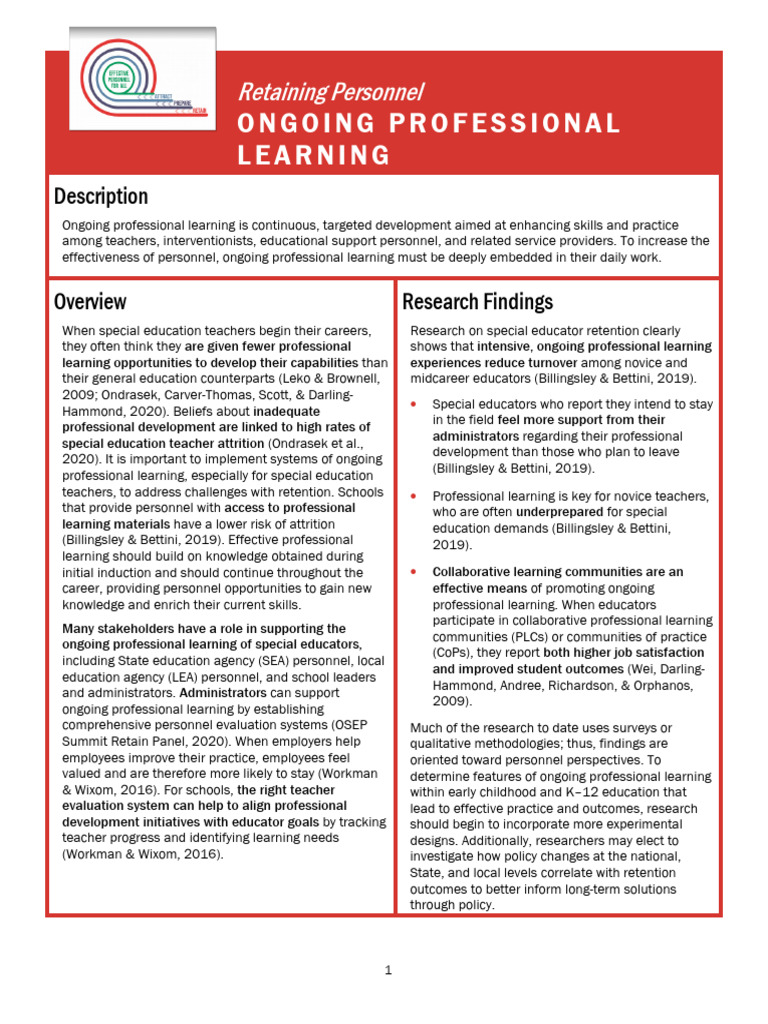 Ongoing Professional Learning for Educators | PDF | Learning | Evaluation