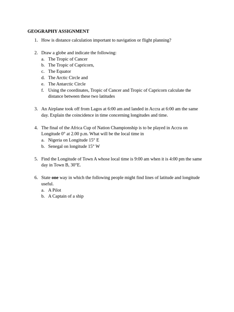 Geography Assignment on Navigation and Time | PDF