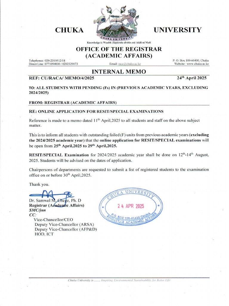 Online Application For Resit Special Examinations | PDF