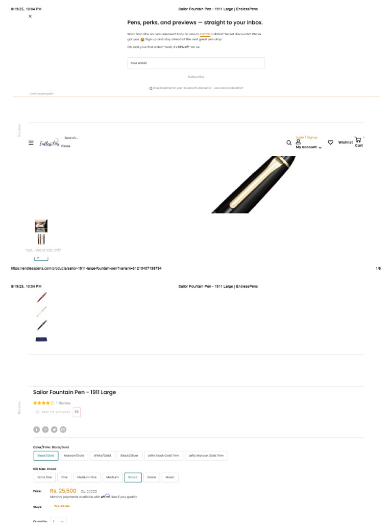 Sailor 1911 Large Fountain Pen Drop | PDF | Writing Implements