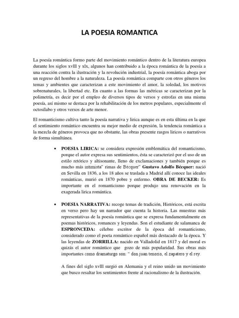 La Poesia Romantica | Romanticismo | Poesía | Prueba gratuita de 30 ...