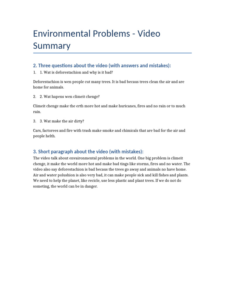 Environmental Problems Summary | PDF