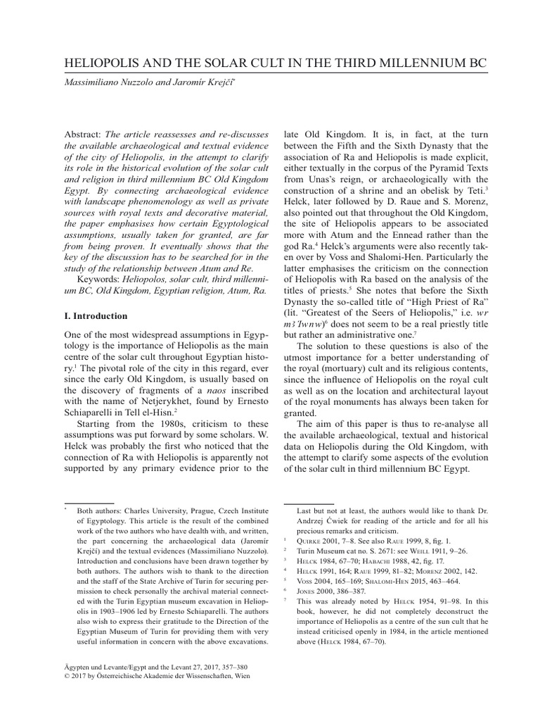 Heliopolis and the Solar Cult in Egypt | PDF | Ancient Egypt