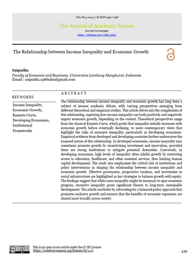 Income Inequality and Economic Growth Analysis | PDF | Economic ...