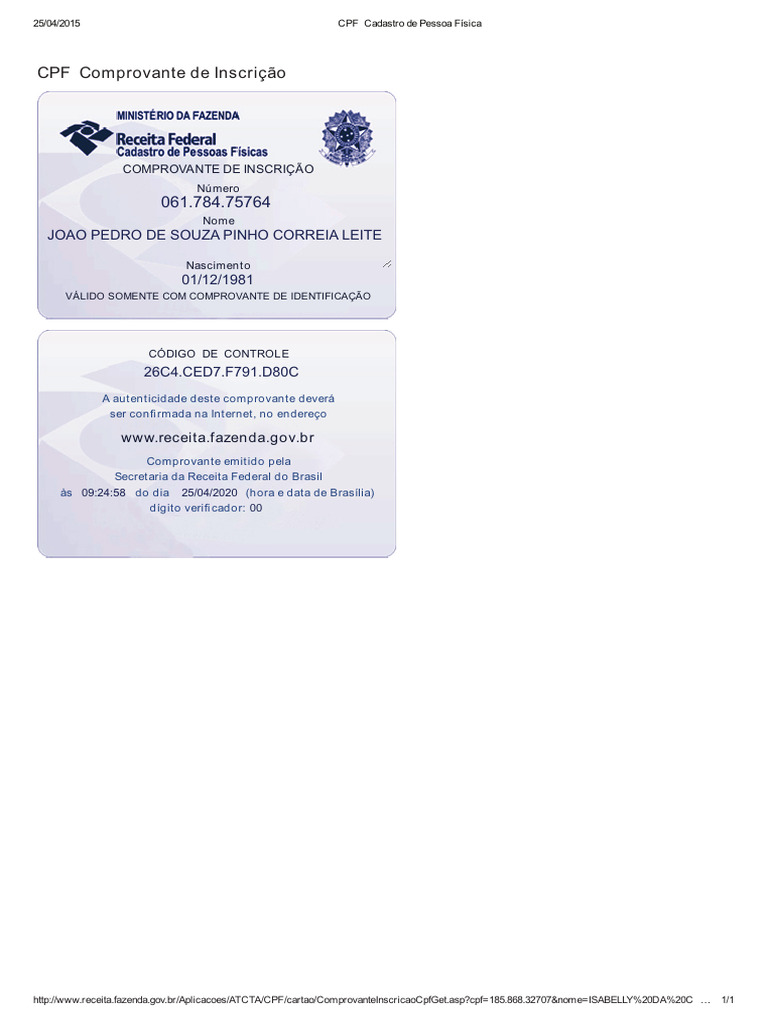 Cpf Joa Pedro | PDF