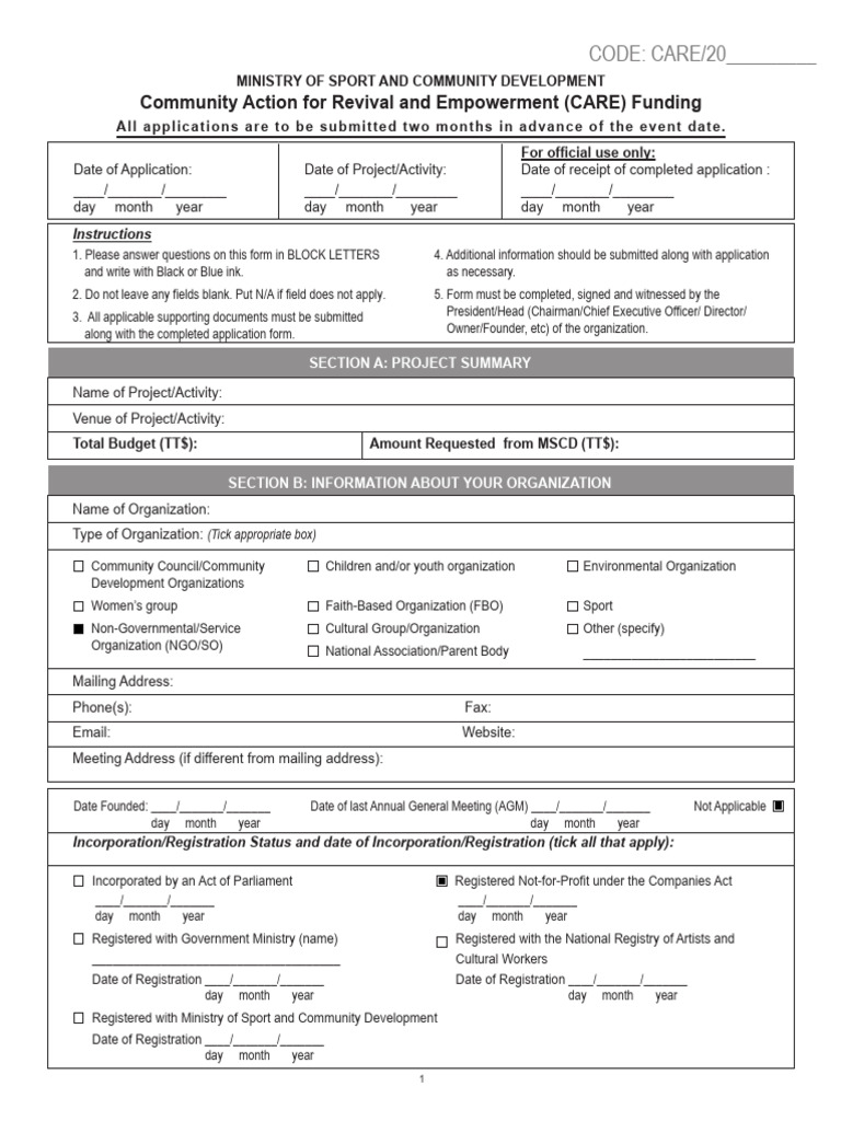 CARE Application Form MSCDfinal | PDF | Adolescence