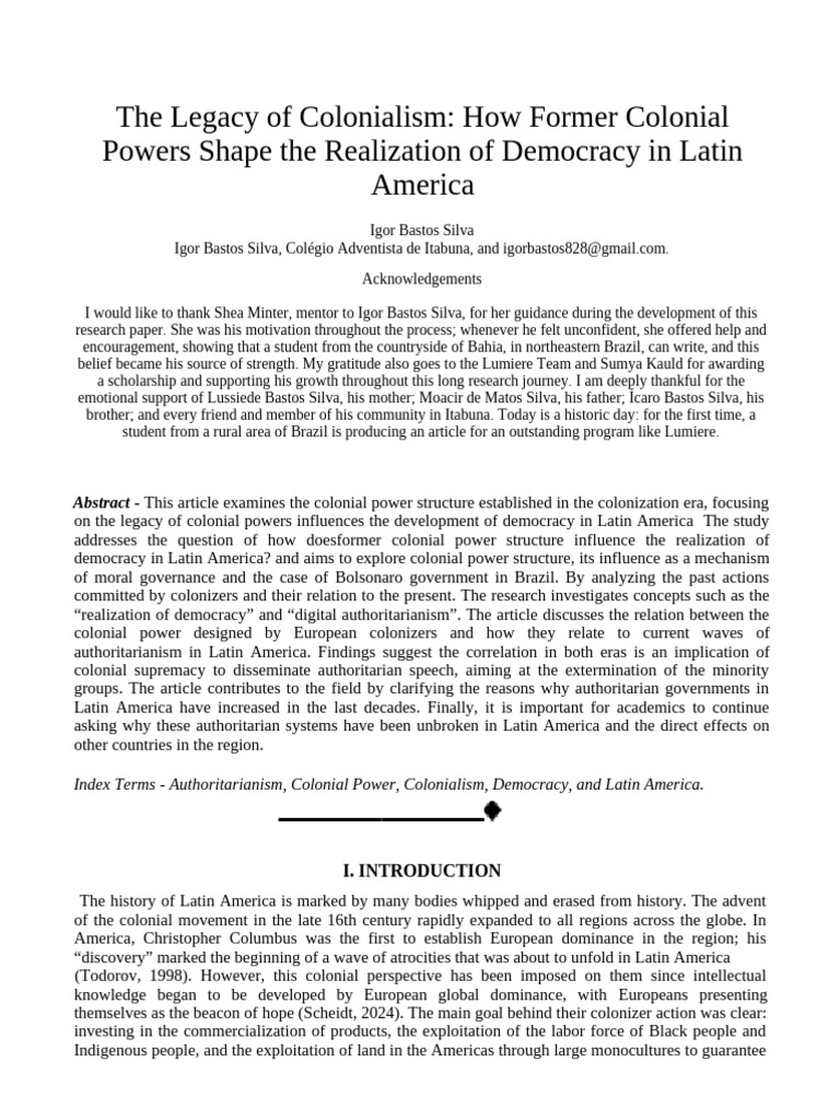 IgorBastos FinalPaper | PDF | Authoritarianism | Colonialism