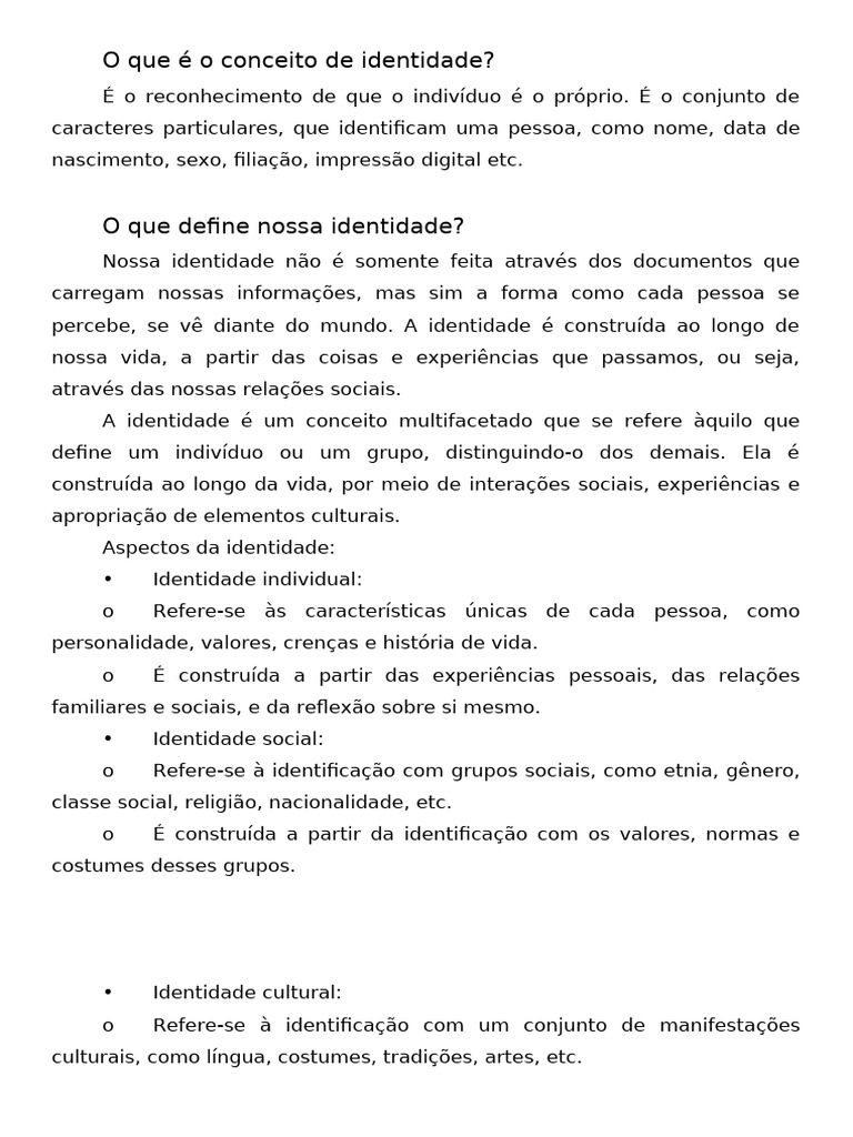 Entendendo o Conceito de Identidade | PDF | Gênero | Estudos de Gênero