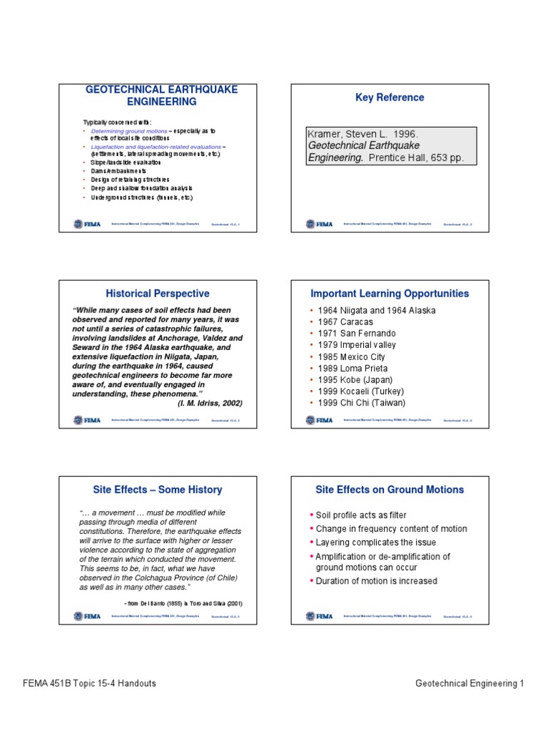 Geotechnical Earthquake Engineering Key Reference: Kramer, Steven L ...