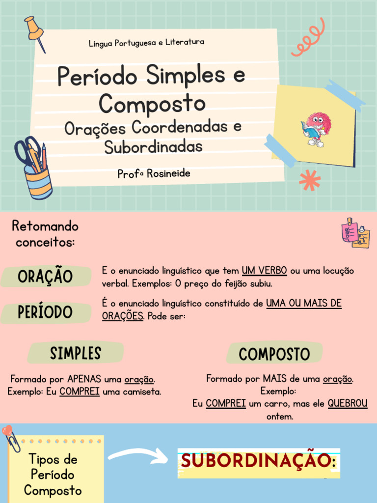 Períodos Simples e Compostos na Língua Portuguesa | PDF | Famílias ...