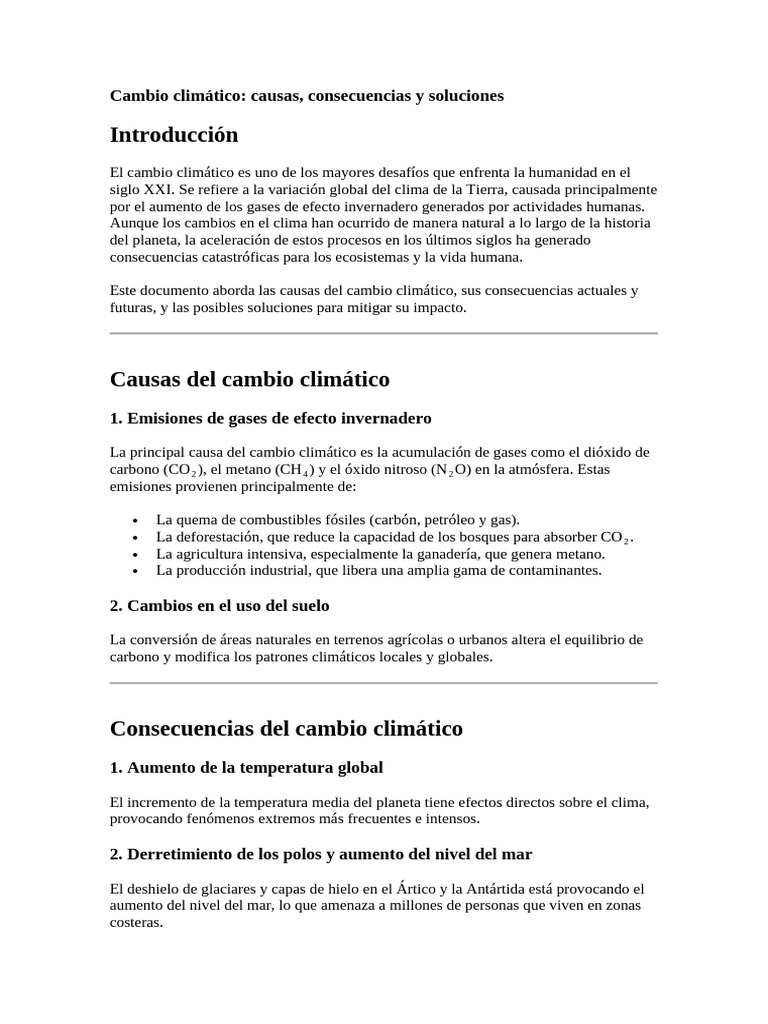 Causas y soluciones del cambio climático | PDF | Gases de efecto ...