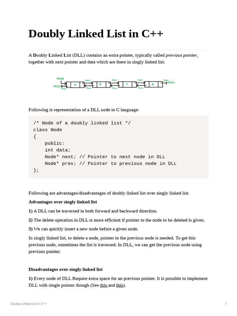 C++ Doubly Linked List Implementation | PDF | Pointer (Computer ...