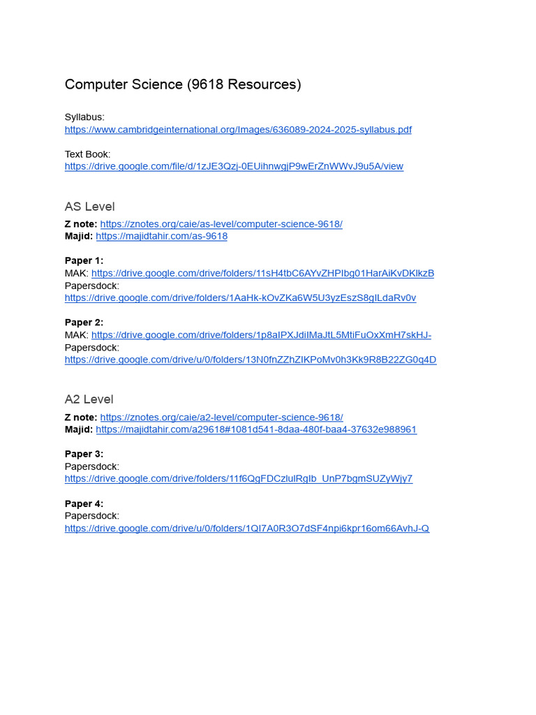 9618 Note Resources | PDF