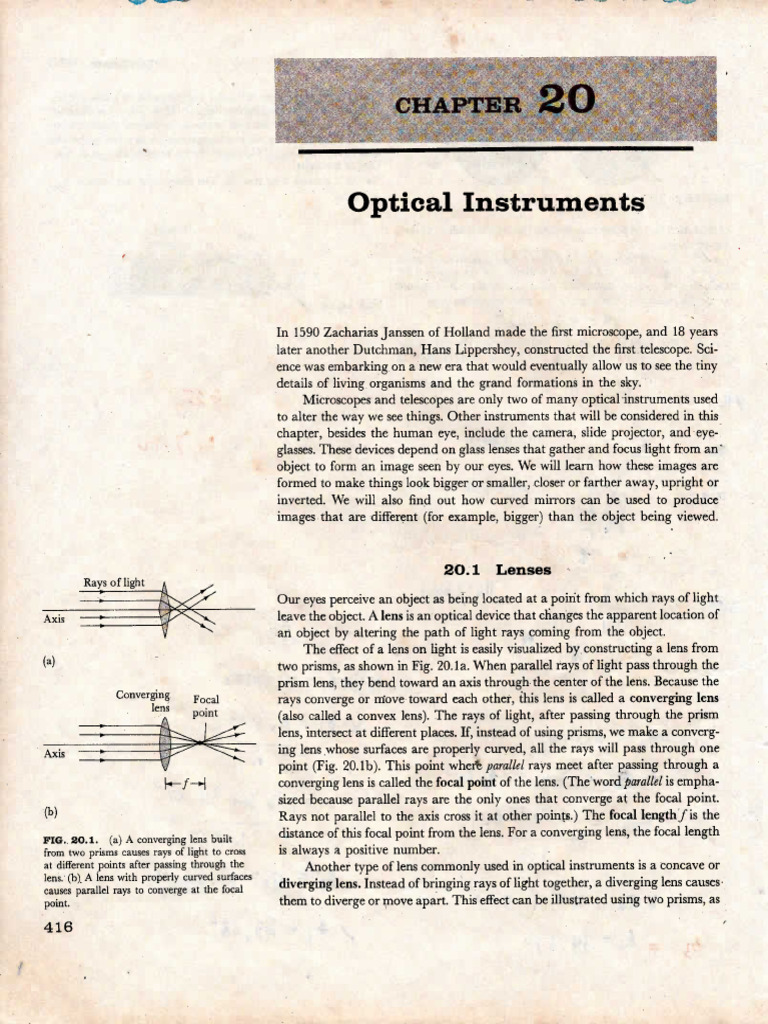 Chapter 20 Optical Instruments Pages 416 434 | PDF