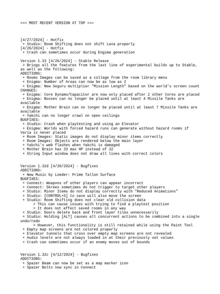 Version 1.33 Release Notes Summary | PDF