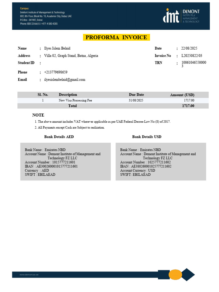 Visa Fee Payment Receipt Sample | PDF